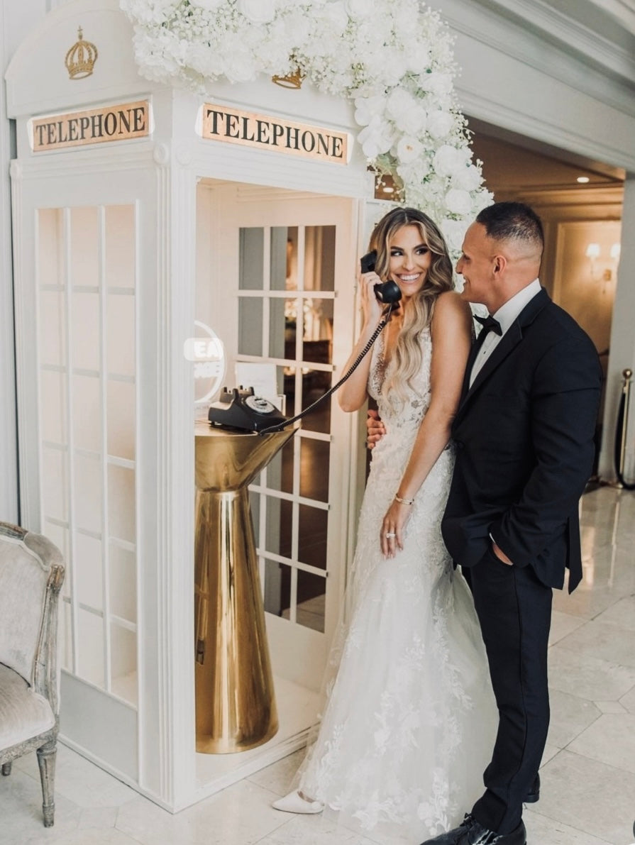 Classic London Luxe Style Telephone Booth™ + Vintage Phone for Audio Guest Book| Iconic Photo Experience