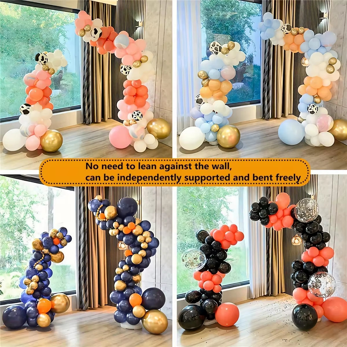 2.5M & 1.5M Free Bending Half Balloon Arch Set Balloon Arch Kit Balloon Arch Stand with Base for Wedding Birthday Party Decor