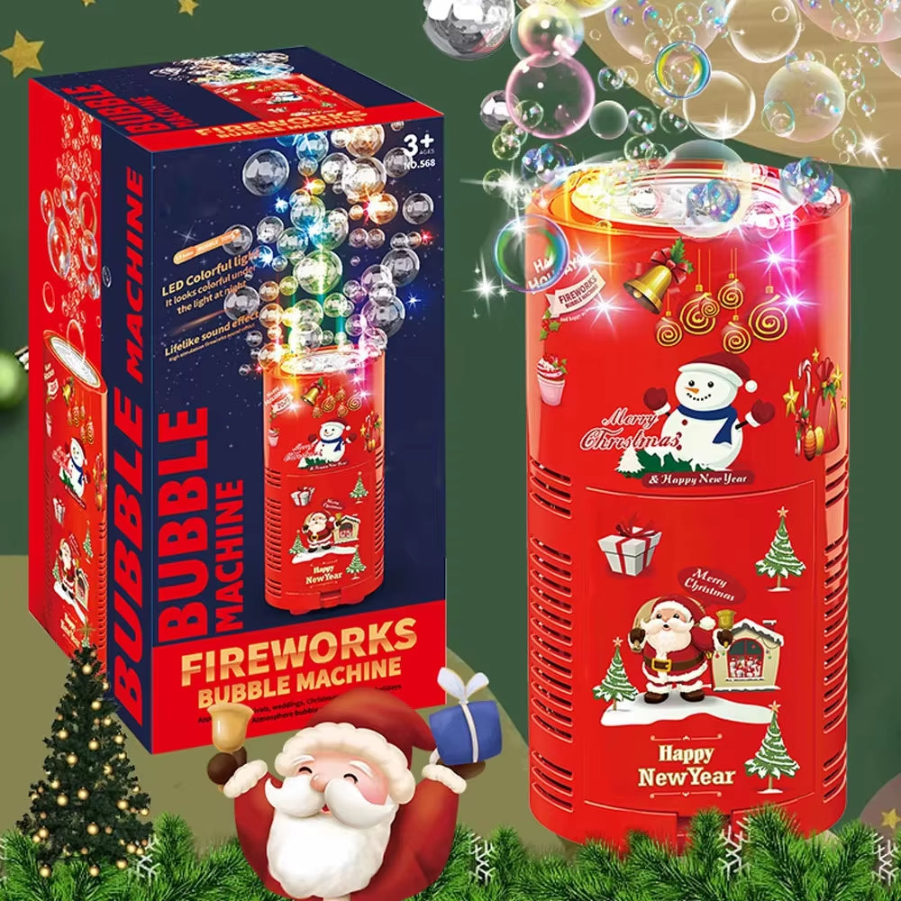 Automatic Firework Bubble Machine Blowing Colorful Bubbles with Dynamic Music Light Bubble Toy for Kids Party Christmas Gift