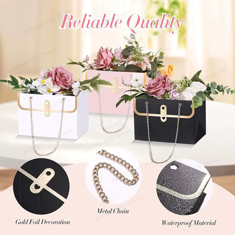 Portable Creative Handbag Flower Paper Packaging Box Bouquet Tote Bags Valentine'S Day Birthday Party Gifts Bags Mother'S Day