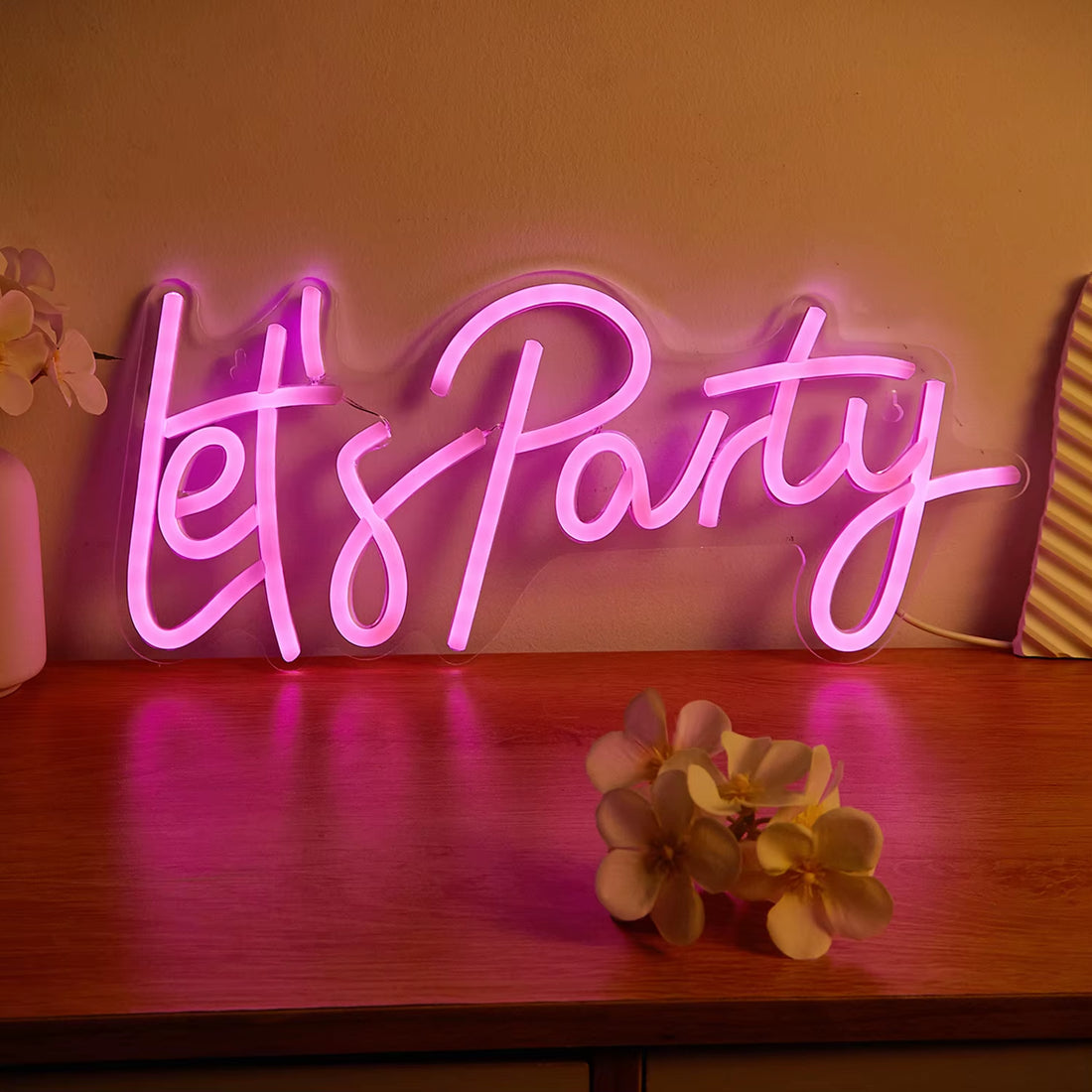 Chi-Buy LED Neon Let'S Party USB Powered Neon Signs Night Light 3D Wall Art & Game Room Bedroom Living Room Decor Lamp Signs