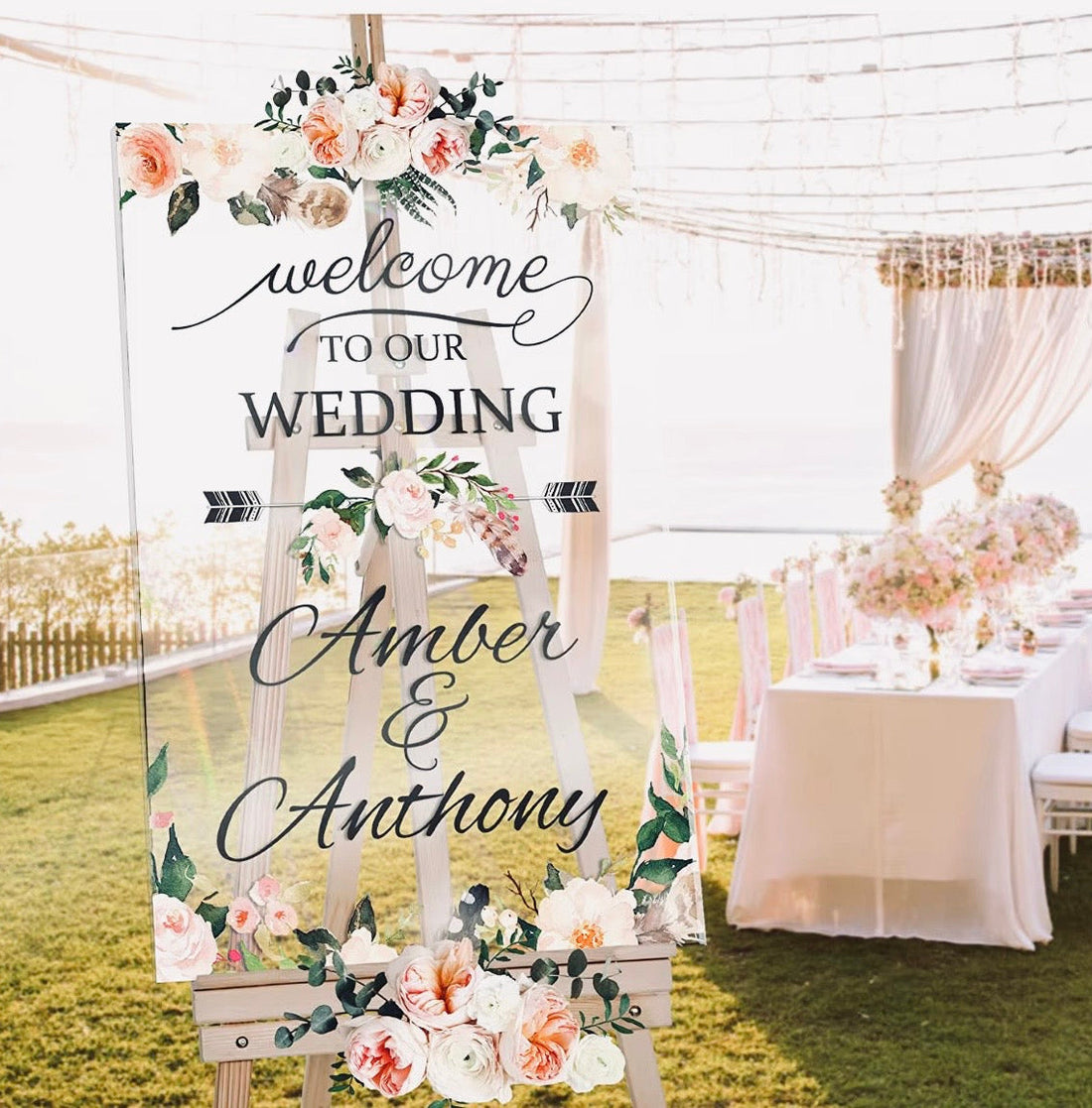 Wedding Welcome Signs & Event Signage Custom Acrylic Wedding | Personalized Reception Sign