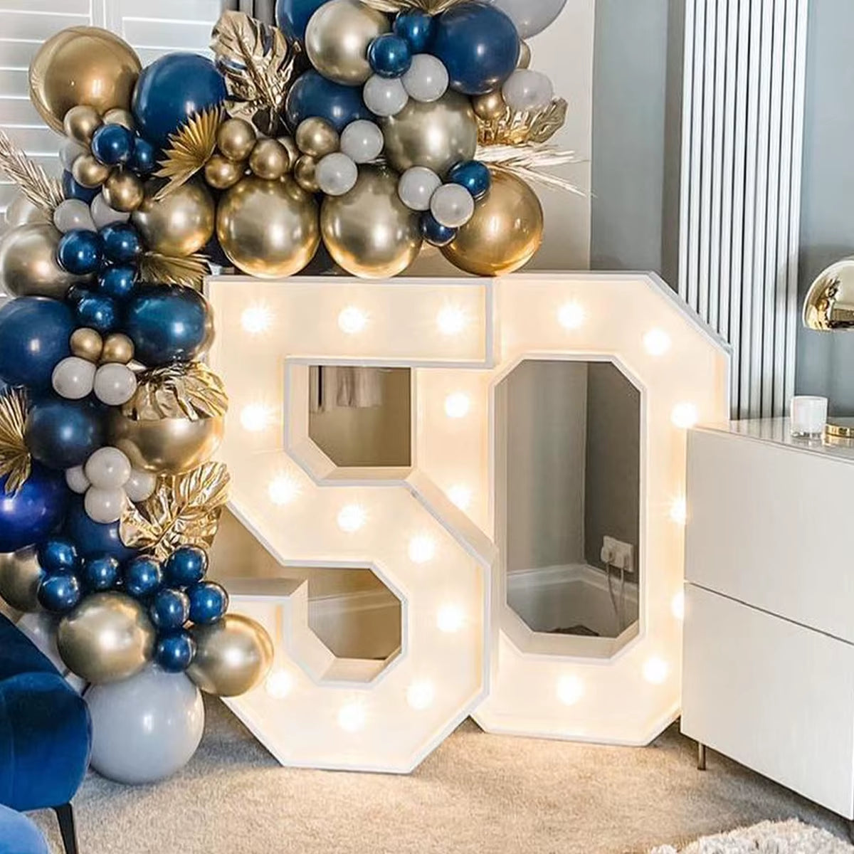 91.5Cm Giant Led Light Birthday Number Figure 1St Birthday Anniversary Wedding Baby Shower Decor 30 40 50 Birthday Number Frame