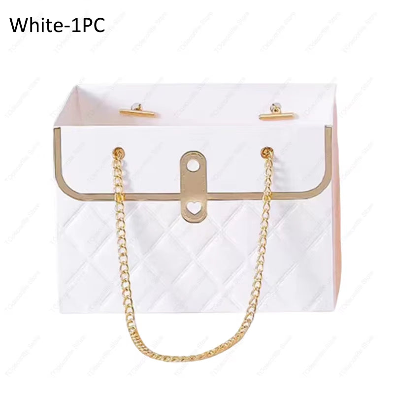 Portable Creative Handbag Flower Paper Packaging Box Bouquet Tote Bags Valentine'S Day Birthday Party Gifts Bags Mother'S Day