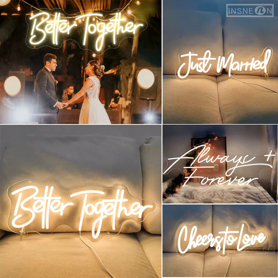 Better Together Neon Sign LED Light with Adjustable Brightness Perfect Wedding Decor Anniversary Mr Mrs Party Decoration USB 5V