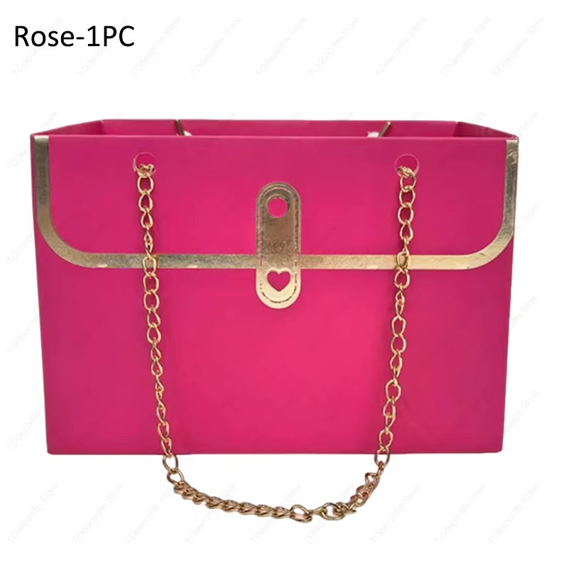 Portable Creative Handbag Flower Paper Packaging Box Bouquet Tote Bags Valentine'S Day Birthday Party Gifts Bags Mother'S Day