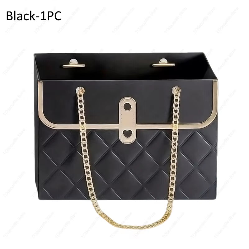 Portable Creative Handbag Flower Paper Packaging Box Bouquet Tote Bags Valentine'S Day Birthday Party Gifts Bags Mother'S Day
