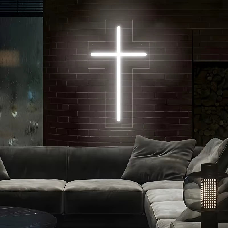 Esus Cross Neon Sign Home Decor LED Neon Sign White Wall Decor Wedding Birthday Party Sign Easter Decoration Gifts for Friends