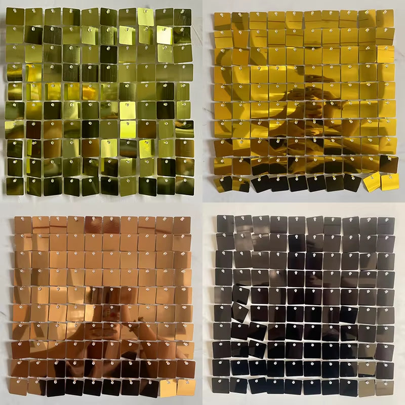 24Pcs Square Sequin Panels Gold Silver Shimmer Wall for Baby Shower New Birthday Party Backdrop Wall for Wedding Eid Party Decor