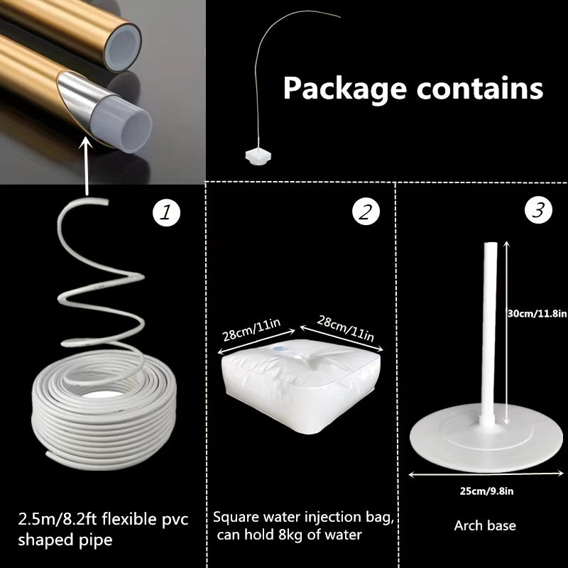2.5M & 1.5M Free Bending Half Balloon Arch Set Balloon Arch Kit Balloon Arch Stand with Base for Wedding Birthday Party Decor