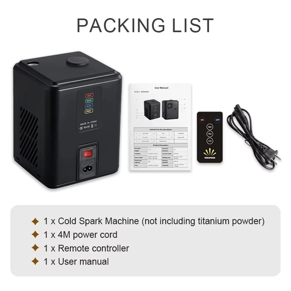 350W Mini Cold Spark Machine Stage Effects Wireless Remote DJ Equipment Party Fountain Spark Machine DMX Control Disco Wedding