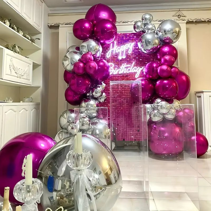 10-70Inch Gold 4D round Foil Balloon Huge 4D Red Silver Foil Helium Air Balloons for Birthday Party Wedding Baby Shower Deocr Gl