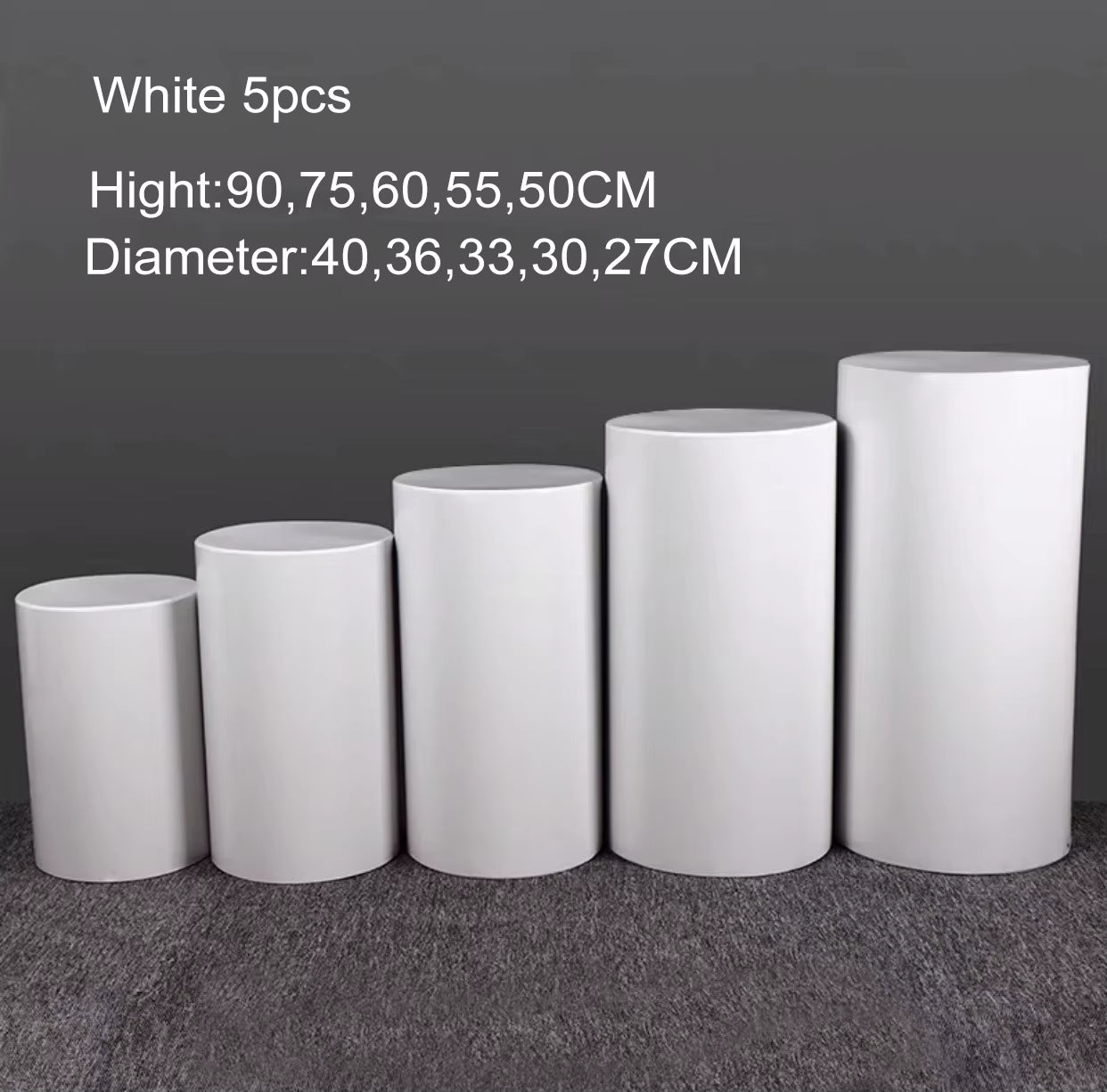 US Delivery 3/5Pcs White Cylinder Table Pedestal Stand Decor Cake Plinths Pillars Backdrop for Party Wedding Decorations Holiday