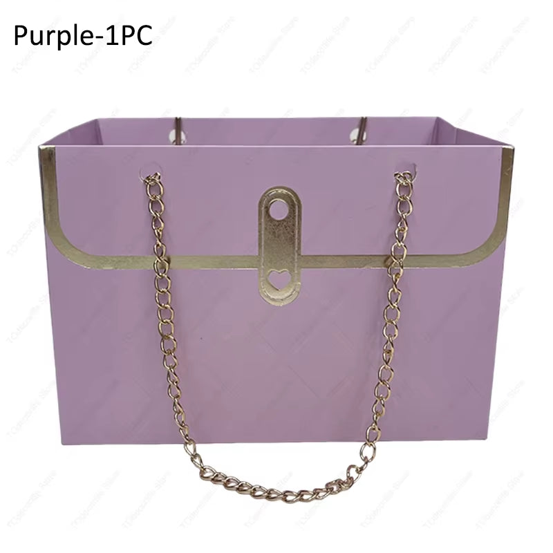 Portable Creative Handbag Flower Paper Packaging Box Bouquet Tote Bags Valentine'S Day Birthday Party Gifts Bags Mother'S Day