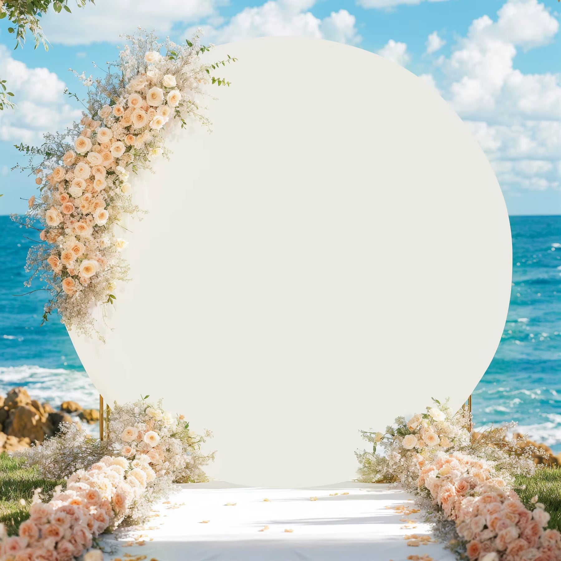Round Wedding Arch Cover Fitted Wedding Arch Stand Cover round Top Arch Backdrop Cover for Birthday Party Ceremony Banquet Decor