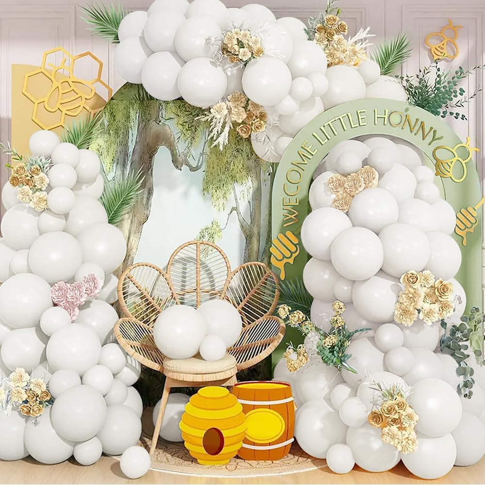 110Pcs White Balloons Different Sizes 18/12/10/5 Inch - Matte White Latex Balloon Garland Arch Kit for Wedding Bridal Shower Engagement Anniversary Graduation Birthday Party Decorations Supplies