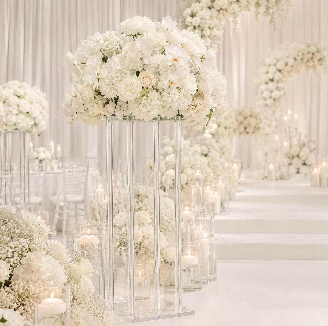 Clear Acrylic Flower Stand Columns – Modern Wedding & Event Décor