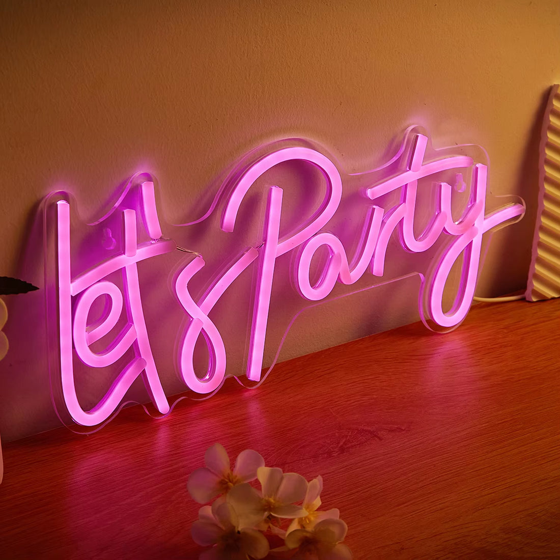Chi-Buy LED Neon Let'S Party USB Powered Neon Signs Night Light 3D Wall Art & Game Room Bedroom Living Room Decor Lamp Signs