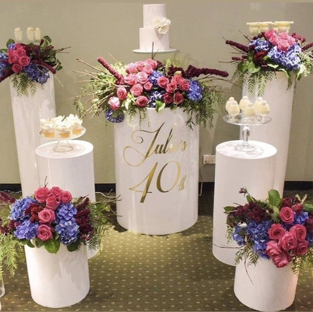 3/5 Pcs white cylinder pedestal stand decor for any celebration