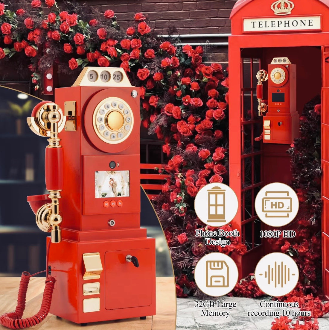 Luxury Retro Audio Guestbook Phone for Weddings & Events – Personalized Voice Message Keepsake