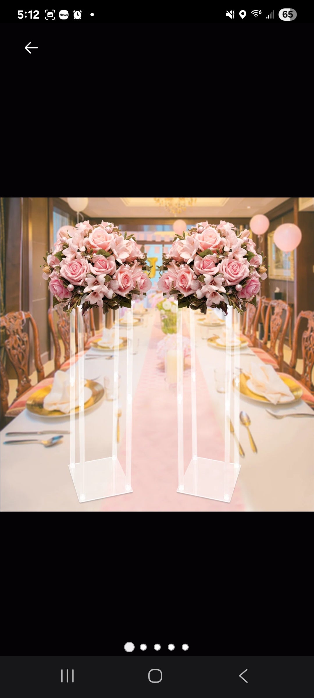 2Pc Clear Acrylic Wedding Flower Vase Stand 40"