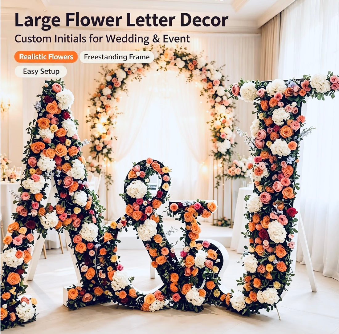 Luxury Custom 3D Flower Letters Symbols & Numbers with LED | Freestanding Floral Event Décor