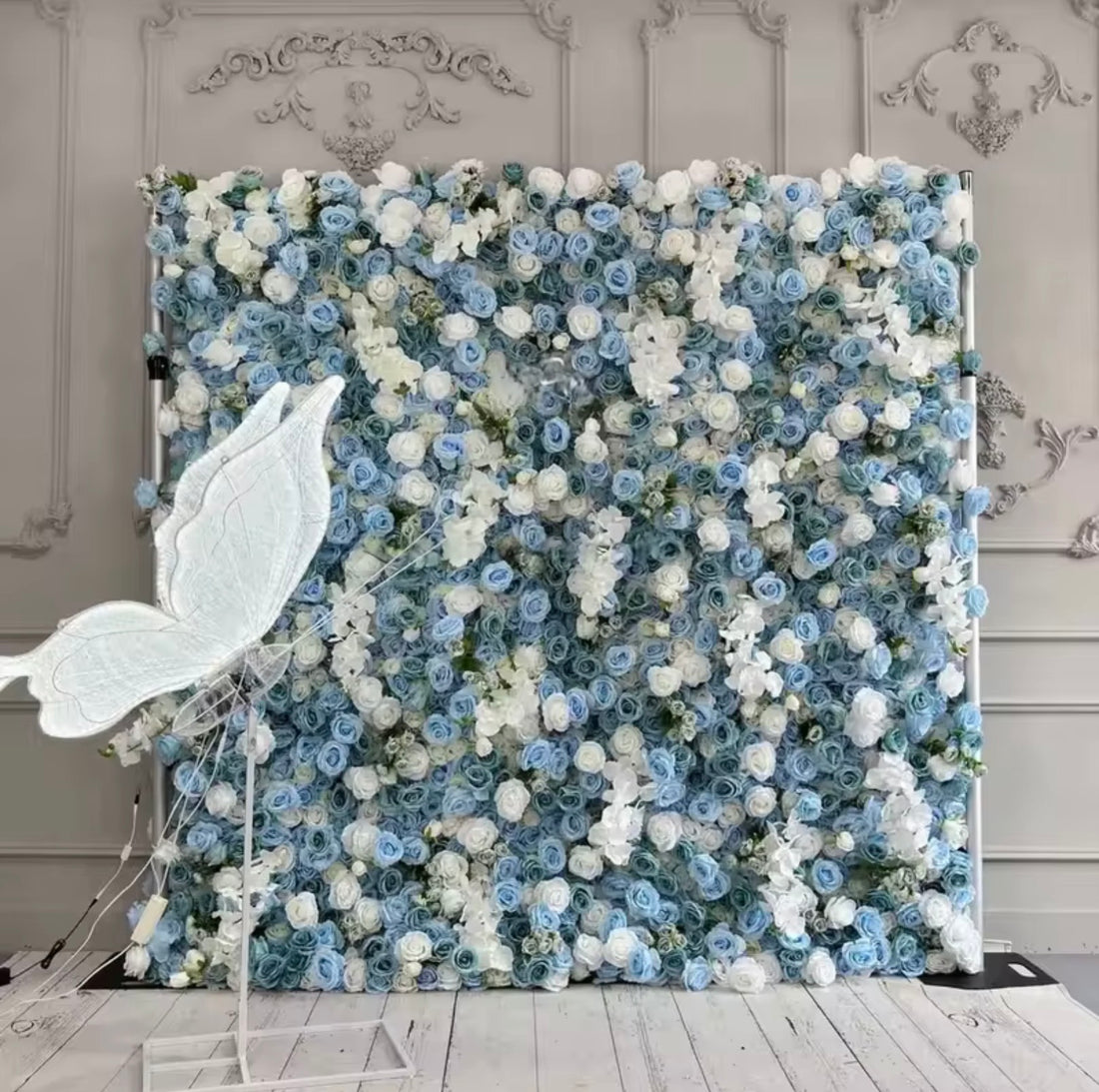 Luxury Premium Silk Floral Wall Backdrop (8x8 ft) – Reusable, Ultra-Realistic Event Display