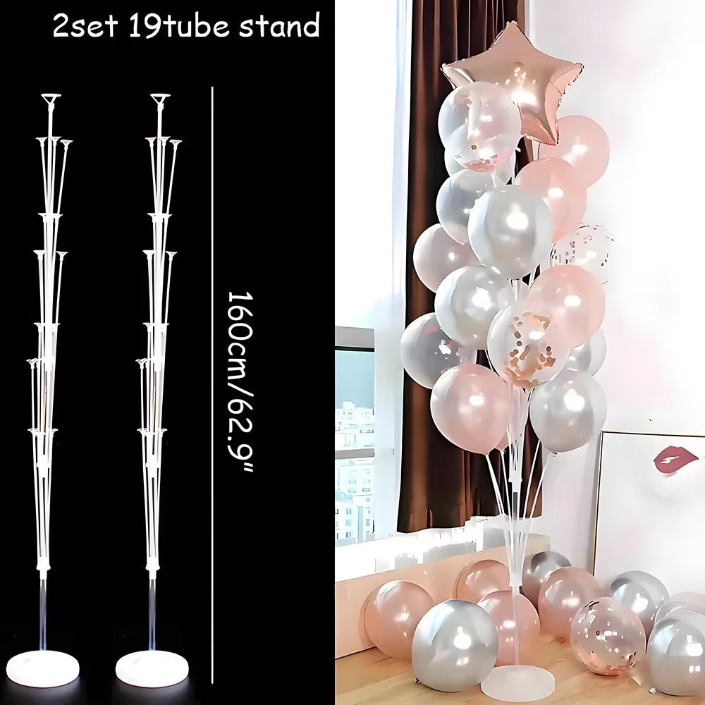 Runtow 2 Sets Balloon Stand with Base, Balloon Column Stand for Wedding Christmas New Year Birthday Graduation Party Decor