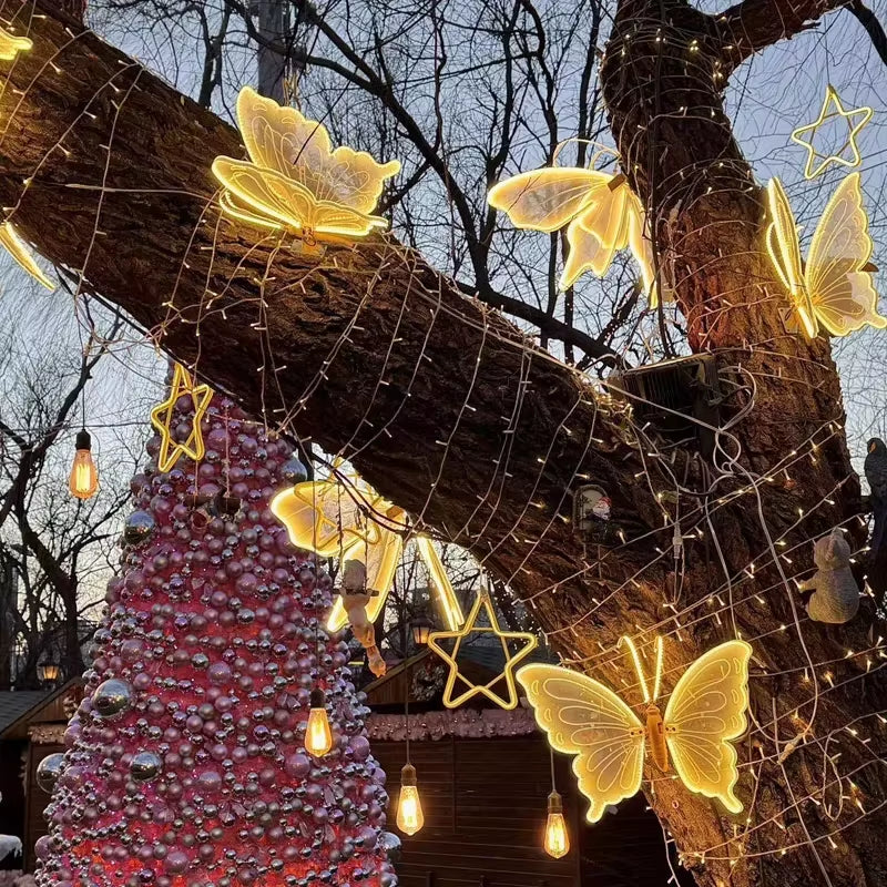 LED Simulated Butterfly Decoration, Vibrating Wings, Christmas Wedding Party Outdoor Wall Tree Garden Decor Butterfly