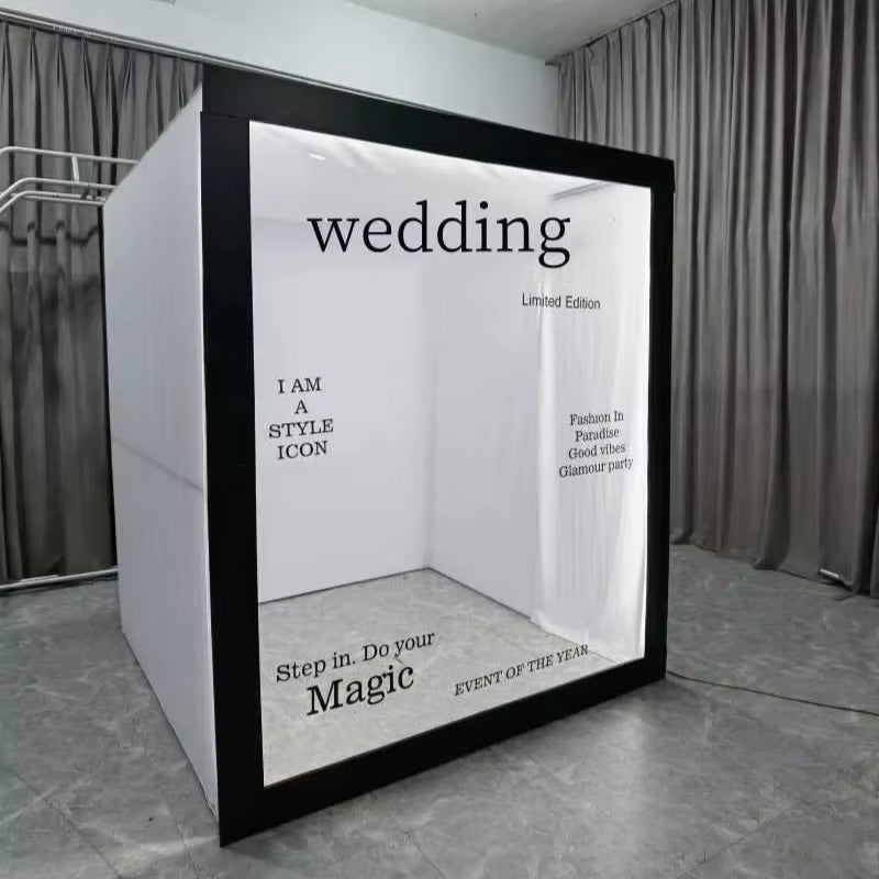 Weddings Photography Background Decoration Props PVC Magazine Photo Booth Backdrop Party Event Led Photo Booth with Led