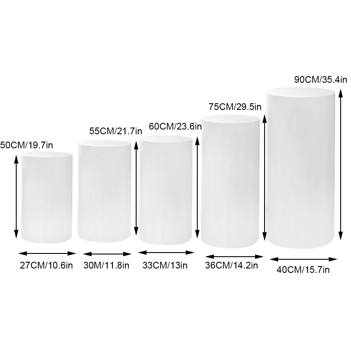 US Delivery 3/5Pcs White Cylinder Table Pedestal Stand Decor Cake Plinths Pillars Backdrop for Party Wedding Decorations Holiday