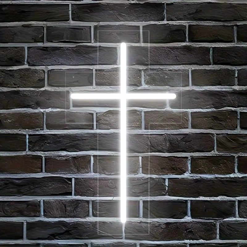 Esus Cross Neon Sign Home Decor LED Neon Sign White Wall Decor Wedding Birthday Party Sign Easter Decoration Gifts for Friends