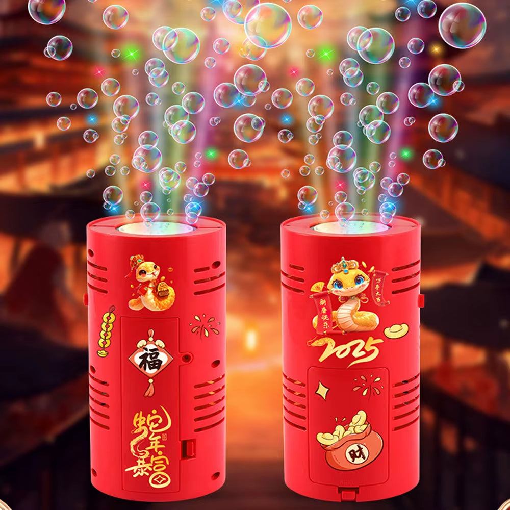 Automatic Firework Bubble Machine Blowing Colorful Bubbles with Dynamic Music Light Bubble Toy for Kids Party Christmas Gift