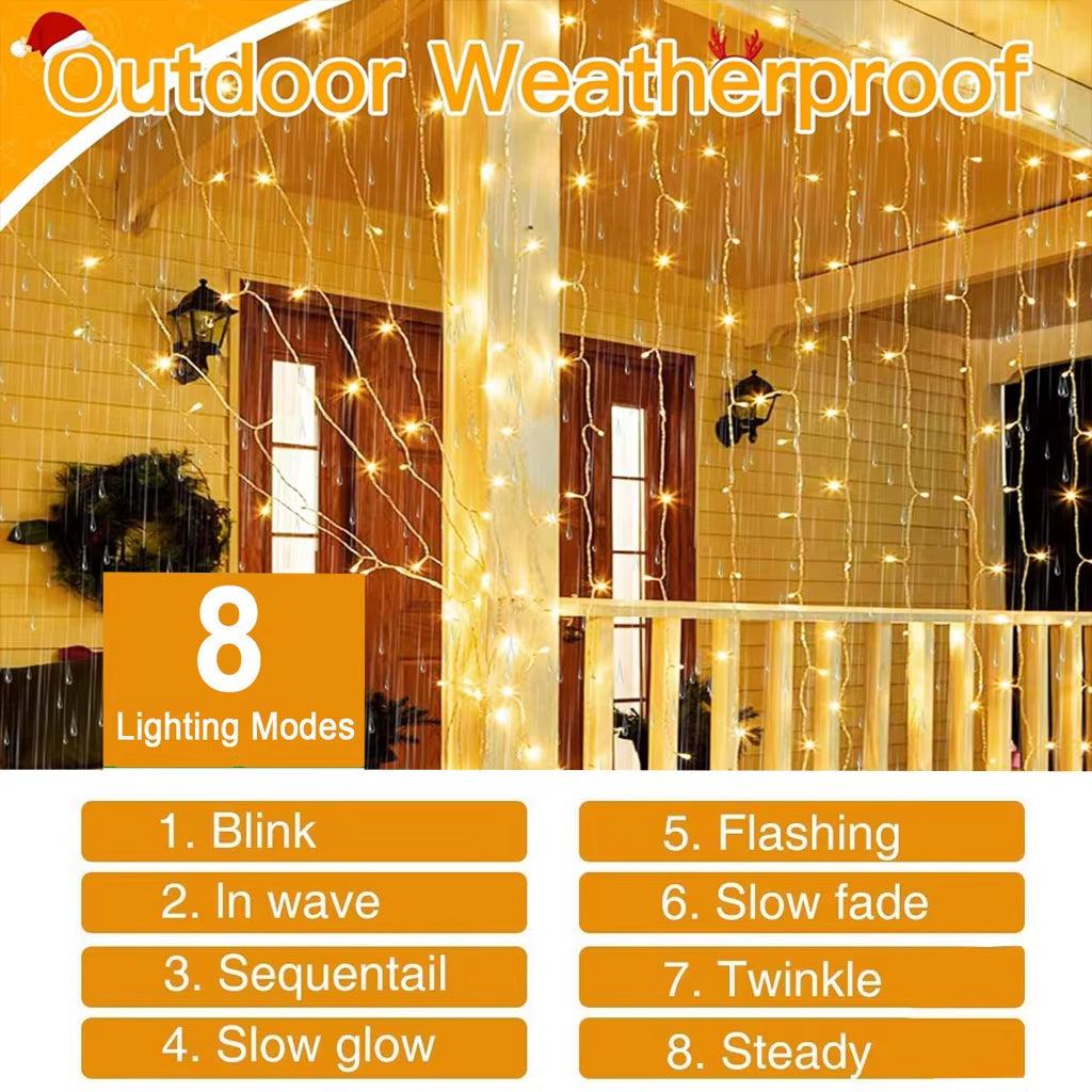 LED Curtain Light String 220V Holiday Curtain Garland Lights Indoor Outdoor Room Christmas Decoration Fairy Lights