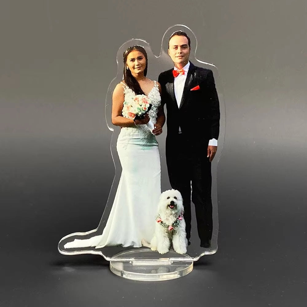 Custom Wedding Clear Acrylic Figurine, Create Your Own Photo Statuette, Perfect Gift for Graduation, Holidays, Special Occasions