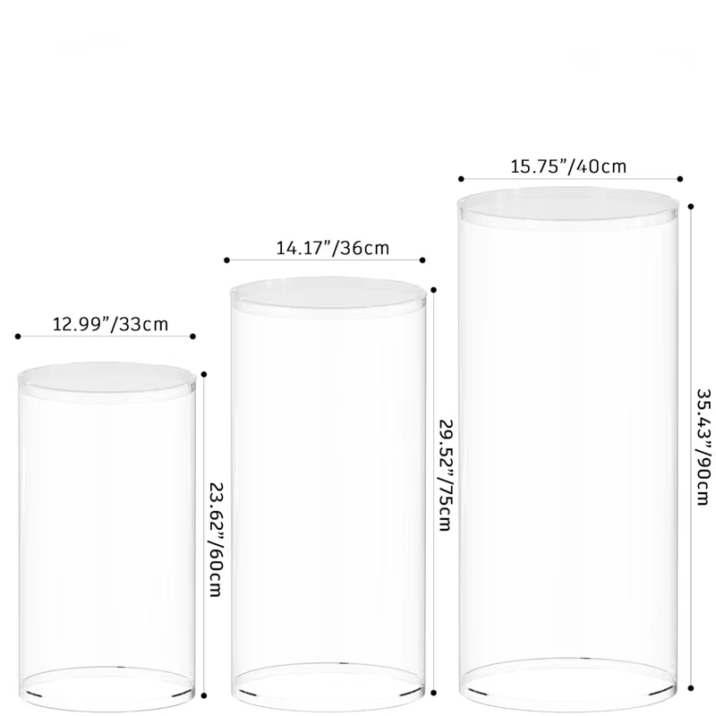 3Pcs Cylinder Plinth Pillars Cake Stand Multipurpose Display Pedestals for Thanksgiving Anniversary Ceremony Birthday Graduation