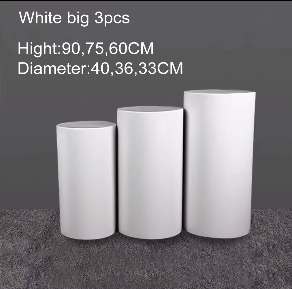 US Delivery 3/5Pcs White Cylinder Table Pedestal Stand Decor Cake Plinths Pillars Backdrop for Party Wedding Decorations Holiday