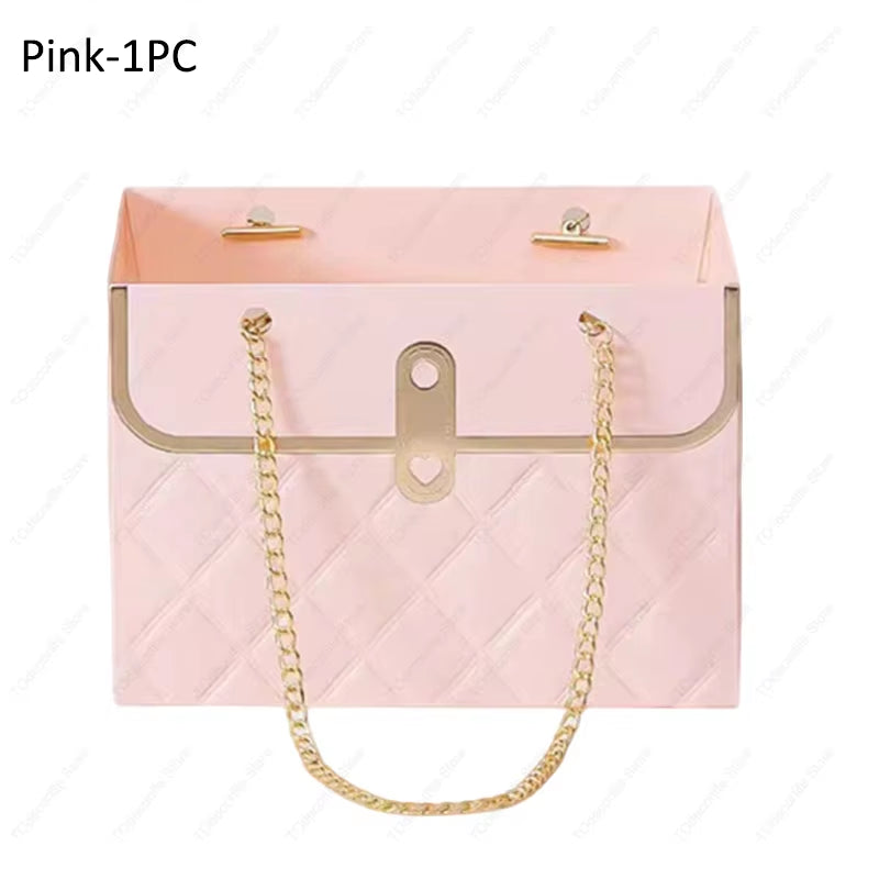 Portable Creative Handbag Flower Paper Packaging Box Bouquet Tote Bags Valentine'S Day Birthday Party Gifts Bags Mother'S Day